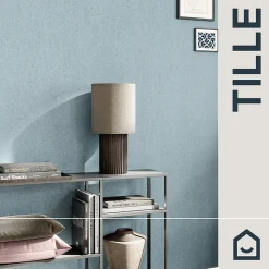 Papier peint vinyle intissé uni bleu vert L.53 x l.1005 cm GoodHome Tille