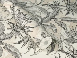 Papier peint vinyle intissé feuillage tropical noir, doré L.1001 x l.53cm Rasch