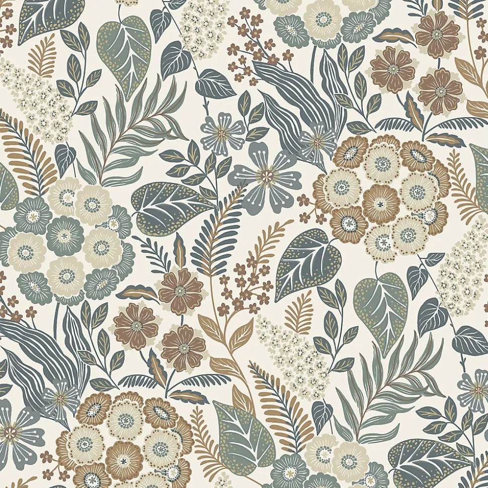 Papier peint vinyle intissé fleuri Alice bleu L.1005 x l.53cm Grandeco