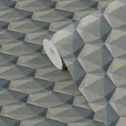 Papier peint Vinyle Intissé GoodHome Molta gris et vert