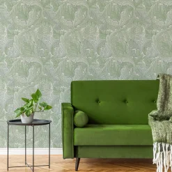 Papier peint vinyle intissé feuillage vert L.1000 x l.52 cm William Morris Acanthus