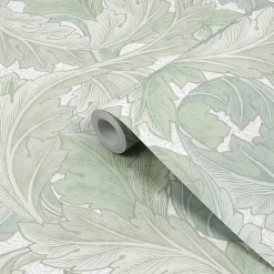 Papier peint vinyle intissé feuillage vert L.1000 x l.52 cm William Morris Acanthus