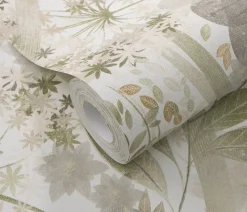 Papier peint vinyle intissé végétal vert L.1005 x l.53cm, Erismann Secret grove