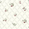 Papier peint vinyle intissé Cuisines & Bains Lutece mat et satiné treillis, cerise rouge, beige, blanc l.1005 x l.53 cm