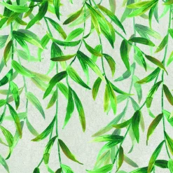 Papier peint vinyle intissé Fidji greenery verdure vert sur fond blanc, 4 lés, L.1005 x l.53cm Lutèce