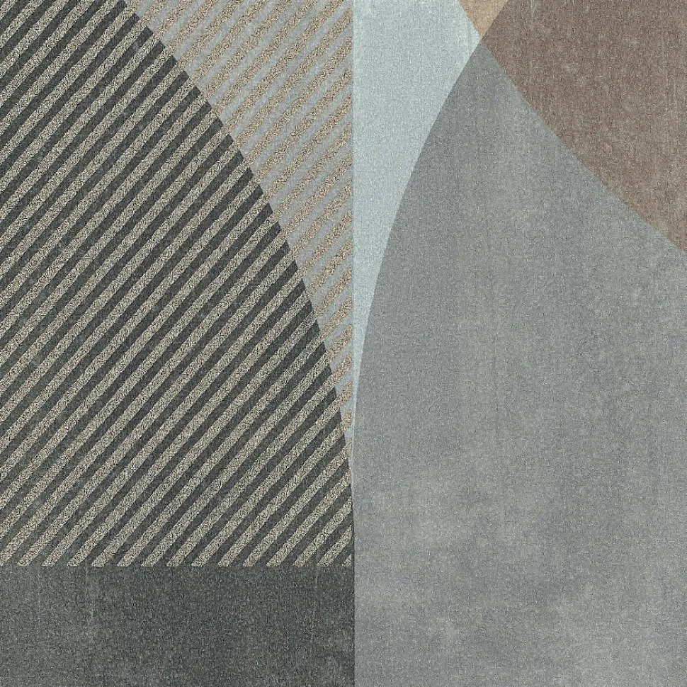 Papier peint vinyle intissé Sejours & Chambres Lutece mat et satiné géométrique gris, taupe, bleu l.1005 x l.53 cm