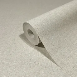 Papier peint vinyle intissé uni aspect tissu beige sable L.1001 x l.53cm