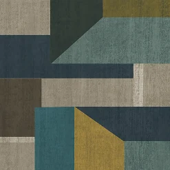 Papier peint Vinyle Intissé GoodHome Galene Sarcelle et ocre