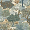 Papier peint vinyle intissé Allure Lutece mat et satiné fôret, arbre, paysage bleu, ocre, vieux bleu l.1005 x l.53 cm