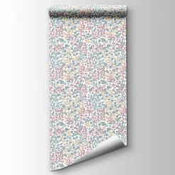 Papier peint vinyle intissé fleuri liberty Mini darla rose, vert, jaune L.1005 x l.53cm Ugepa