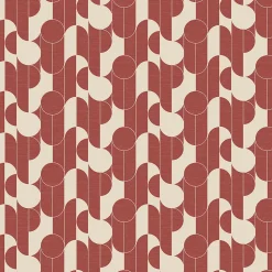 Papier peint vinyle intissé rond géométrique GoodHome terracotta et blanc L.10m x l.53cm