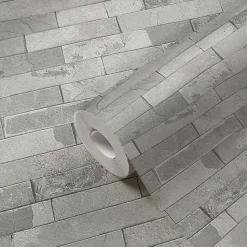 Papier peint Vinyle Intissé GoodHome Smara gris clair