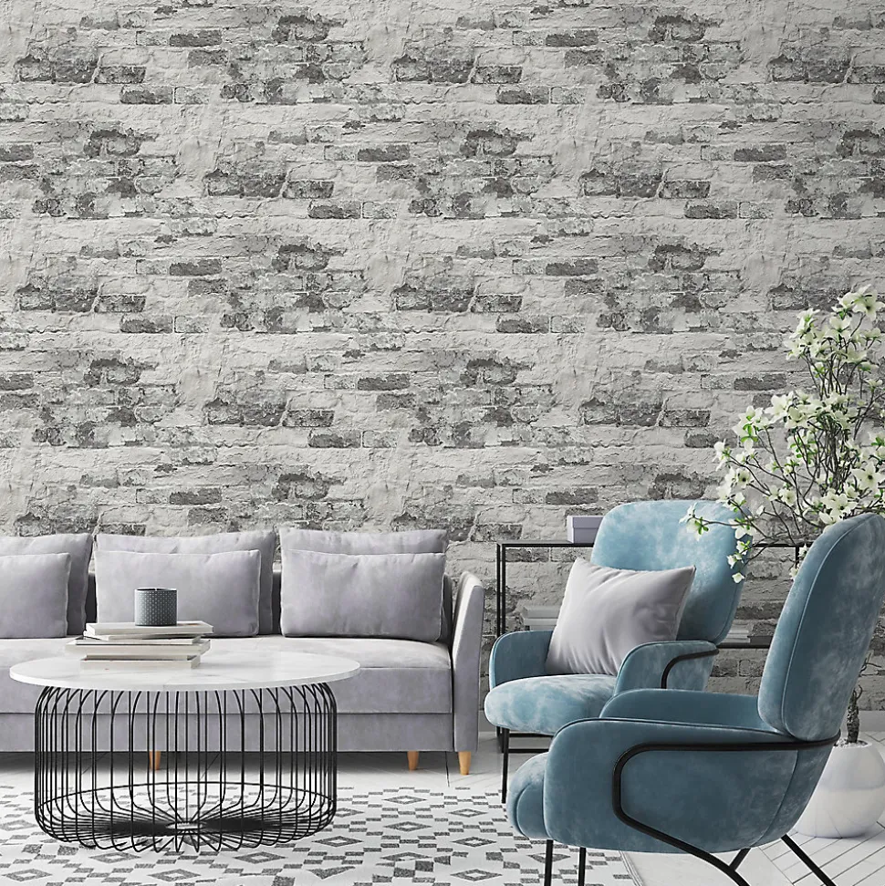 Papier peint Vinyle Intissé GoodHome Epid gris et blanc