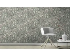 Papier peint vinyle intissé grainé fleuri Jade L.1005 x l.53cm Rasch