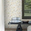 Papier peint vinyle intissé fleuri beige, jaune L.53 x l.1005 cm Grandeco Poésie