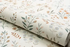 Papier peint vinyle intissé fleuri beige, jaune L.53 x l.1005 cm Grandeco Poésie