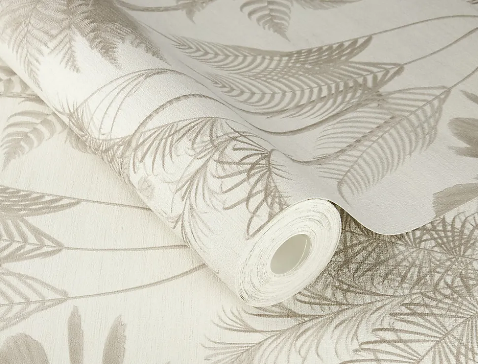 Papier peint vinyle intissé expansé palmiers beige l.53 x H.1005 cm Rasch