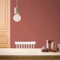 Papier peint vinyle intissé effet textile GoodHome rose terracotta L.10m x l.53cm