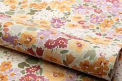 Papier peint vinyle intissé fleuri rose, jaune L.1005 x l.53cm Grandeco, Garden Lilas