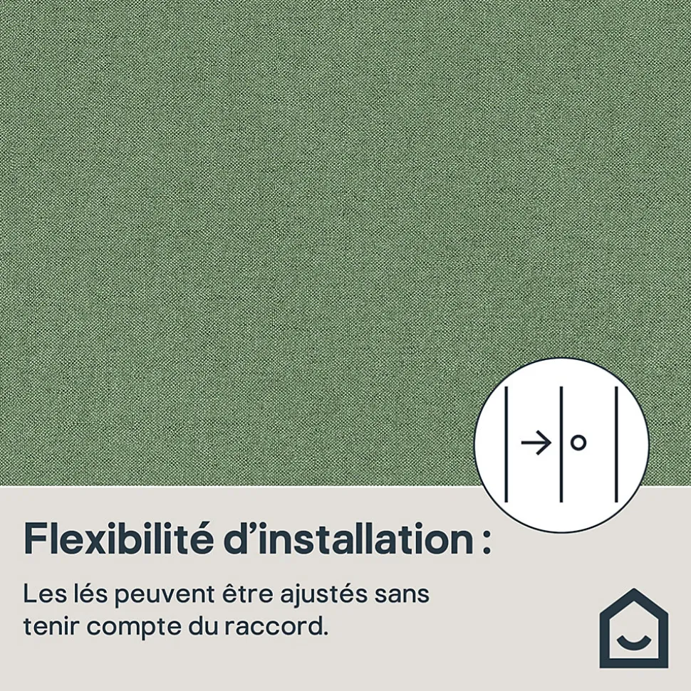 Papier peint vinyle intissé uni aspect tissu vert L.1005 x l.53cm GoodHome, Mythe