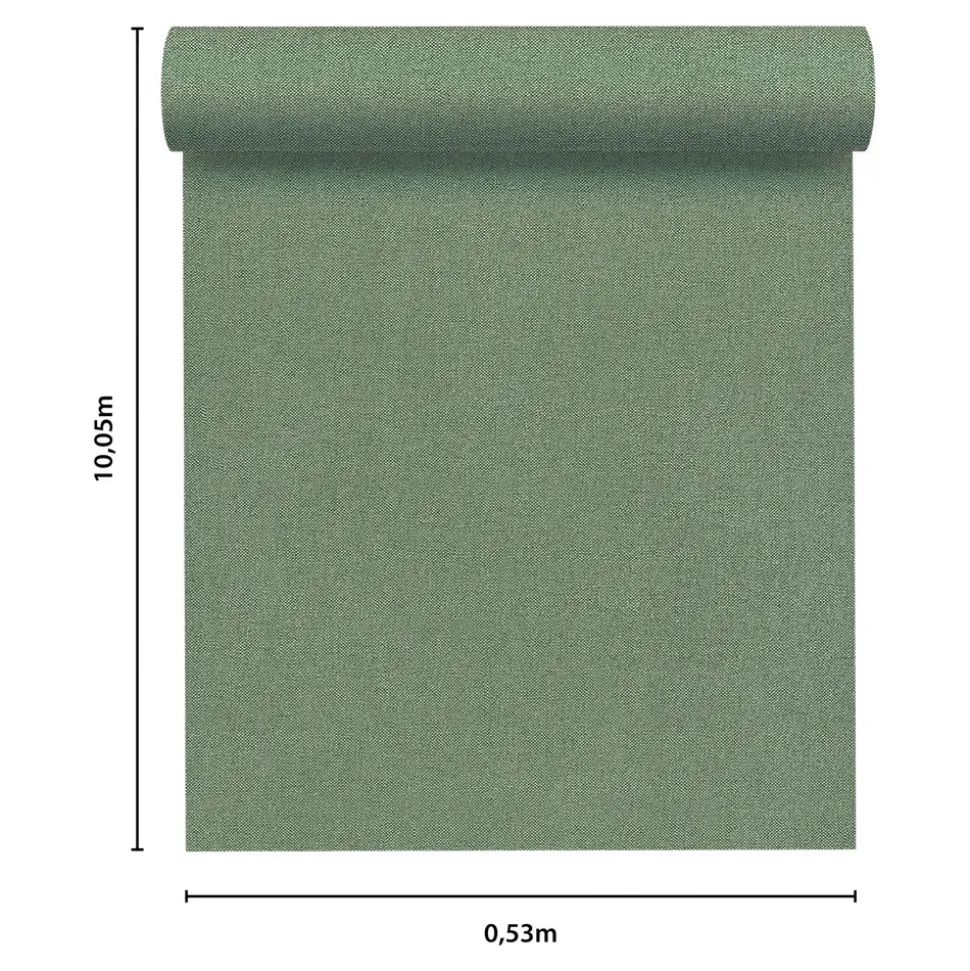 Papier peint vinyle intissé uni aspect tissu vert L.1005 x l.53cm GoodHome, Mythe