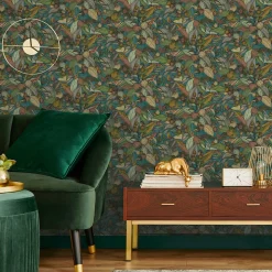 Papier peint vinyle intissé Villa Rosalie Lutece mat et satiné fleurs multicolore l.1005 x l.53 cm
