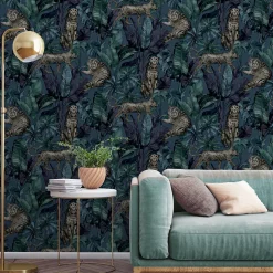 Papier peint Vinyle Intissé GoodHome Onax Sarcelle