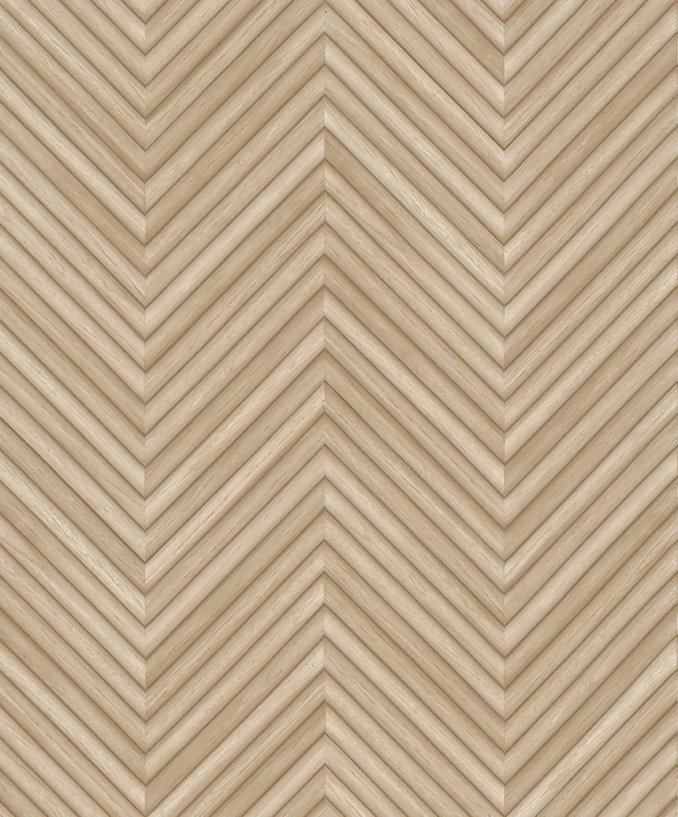 Papier peint vinyle intissé imitation chevron en bois L.1001 x l.53 cm