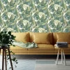Papier peint vinyle intissé Dolce vita palmier seventies XXL vert, bleu L.1005 x l.53cm Lutèce