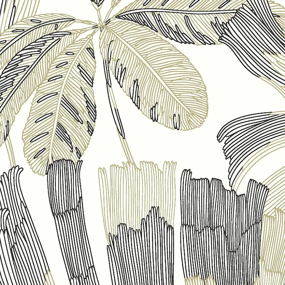 Papier peint vinyle intissé feuillage Symphonie vert, gris L.1005 x l.53cm Lutèce
