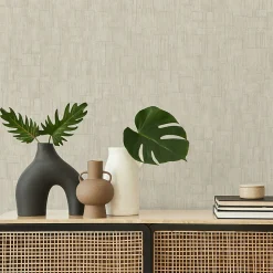 Papier peint vinyle intissé uni Kopa gris, beige L.1005 x l.53cm Lutèce