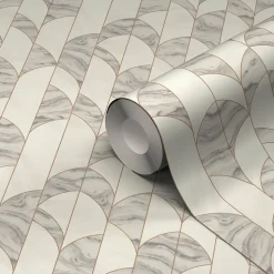 Papier peint Vinyle Intissé GoodHome Oldu blanc