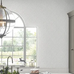 Papier peint vinyle intissé à peindre relief gauffré blanc L.1000 x l.52 cm Laura Ashley Annecy