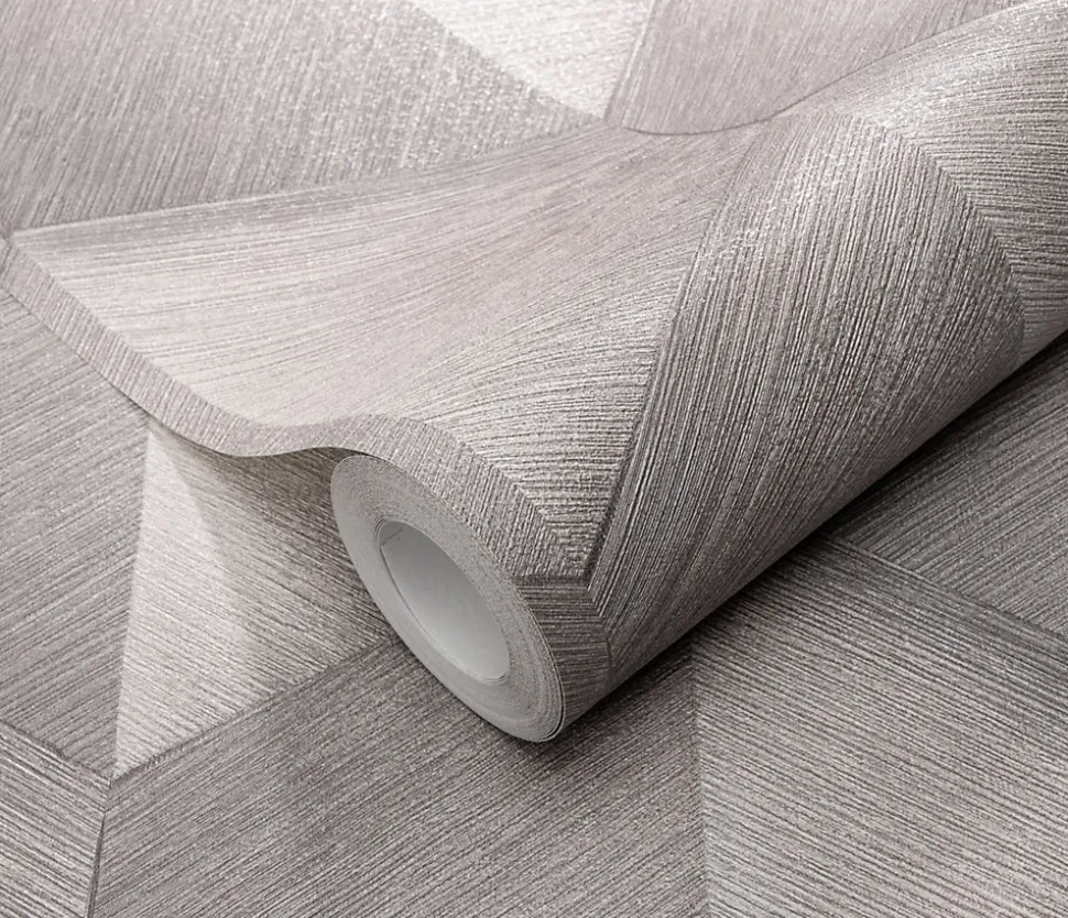 Papier peint vinyle intissé graphique 3D marron taupe L.1005 x l.53cm, Erismann Prisma