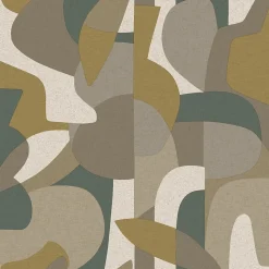 Papier peint vinyle intissé Abaca Origine taupe vert mélèze L.1005 x l.53cm Lutèce