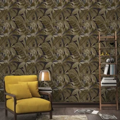 Papier peint Vinyle Intissé GoodHome Amethy noir