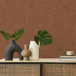 Papier peint vinyle intissé uni Kopa terracotta L.1005 x l.53cm Lutèce