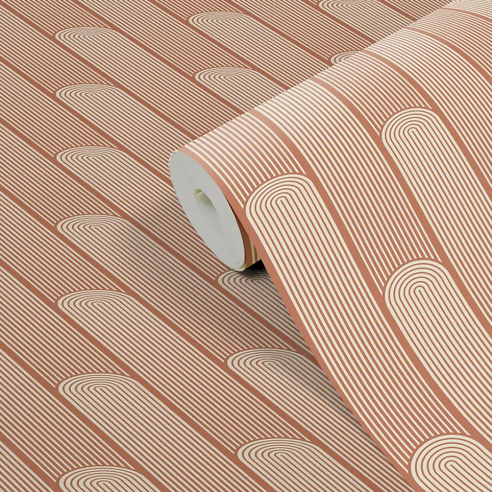 Papier peint Vinyle intissé GoodHome Pawnee terracotta l.53 x H.1005 cm