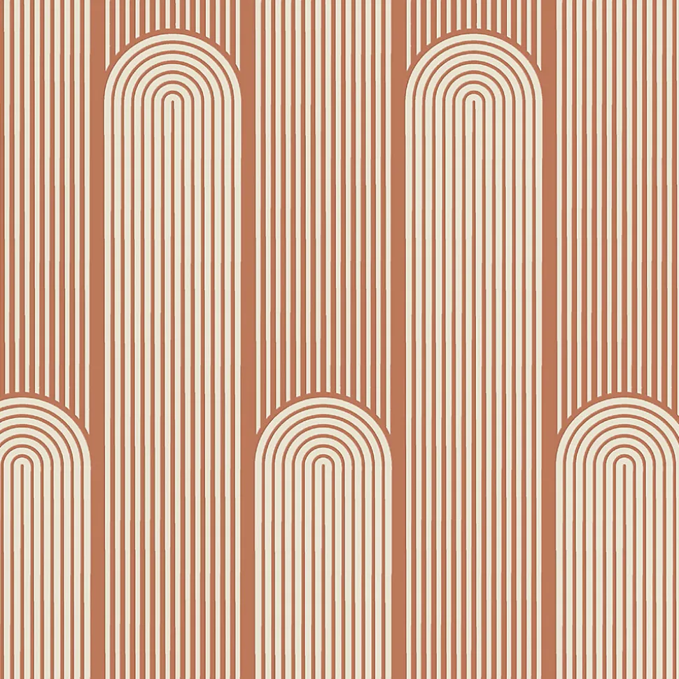 Papier peint Vinyle intissé GoodHome Pawnee terracotta l.53 x H.1005 cm