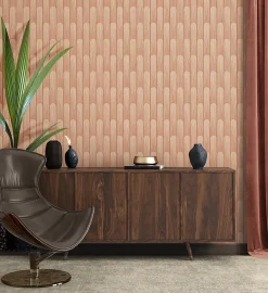 Papier peint Vinyle intissé GoodHome Pawnee terracotta l.53 x H.1005 cm
