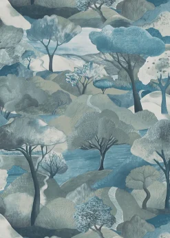 Papier peint vinyle intissé arbres bleu L.1005 x l.53cm Erismann