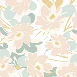Papier peint vinyle intissé fleuri Tropimasse fleurs beige, rose, jaune L.1005 x l.53cm Lutèce