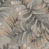 Papier peint vinyle intissé Villa Rosalie Lutece mat et satiné feuilles gris, rose l.1005 x l.53 cm