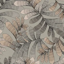Papier peint vinyle intissé Villa Rosalie Lutece mat et satiné feuilles gris, rose l.1005 x l.53 cm