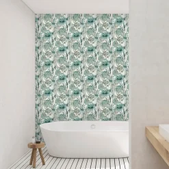 Papier peint vinyle intissé Cuisines & Bains Lutece mat et satiné fonds marins bleu aqua, bleu l.1005 x l.53 cm