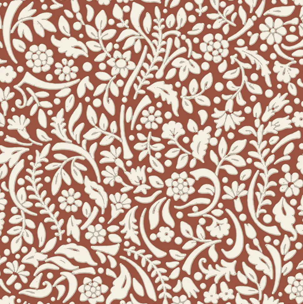Papier peint vinyle intissé Flaumig GoodHome motif floral terracotta L. 10,05m x l. 0,53m