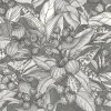 Papier peint vinyle intissé Villa Rosalie Lutece mat et satiné fleurs gris, noir, blanc l.1005 x l.53 cm