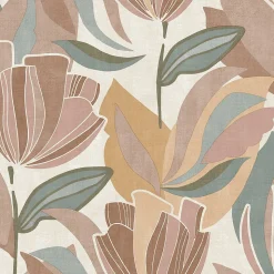 Papier peint vinyle intissé Dolce vita Tulipa rose et pêche L.1005 x l.53cm Lutèce