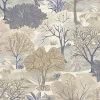 Papier peint vinyle intissé Allure Lutece mat et satiné fôret, arbre, paysage beige, marron, bleu l.1005 x l.53 cm