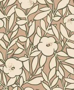 Papier peint vinyle intissé à coller fleurs rose L.10 05 x l.53cm